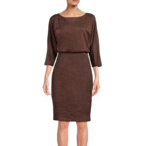 J.MCLAUGHLIN Tinley 3/4 Sleeve Sheath Dress mocha size small